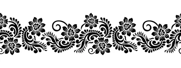 Traditionele Aziatische Decoratieve Bloemen Border Design — Stockvector