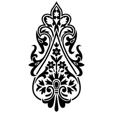 Geleneksel Asya siyah beyaz çiçek motifi