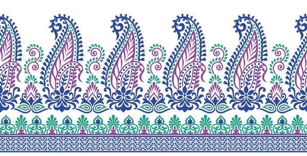 Borde Paisley Con Formas Geométricas — Vector de stock