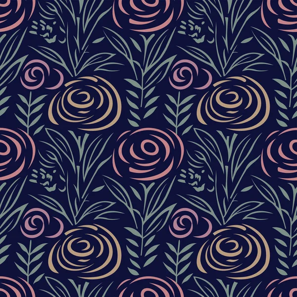 Abstract Vector Rose Flower Pattern — ストックベクタ