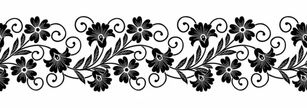 Frontera Flor Negra Blanca — Vector de stock