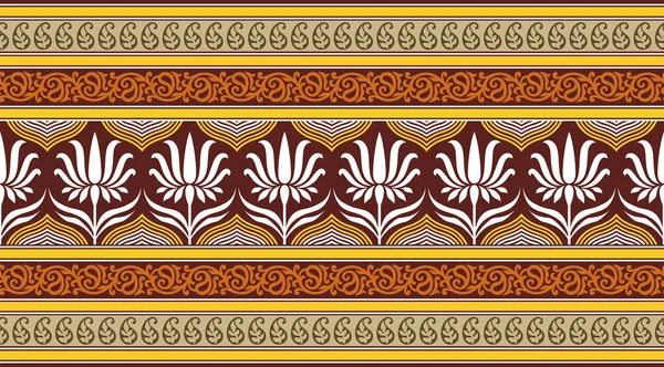 Lotus Flower Border Paisley Design Element — ストックベクタ