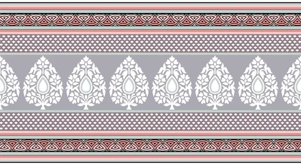 Seamless Asian Textile Embroidery Border Design — Archivo Imágenes Vectoriales