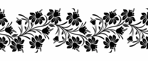 Vector Black White Tulip Flower Border Design — 图库矢量图片