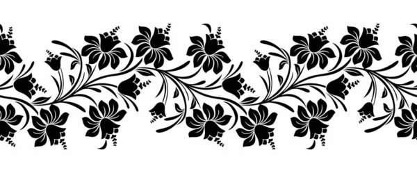 Vector Black White Tulip Flower Border Design — Vettoriale Stock