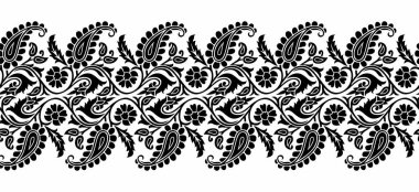 Çiçek tasarım elementi ile vektör desenli kenar