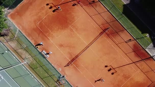 Tenisové Kurty Drone Antény Záběr Vertikální Horní Pohled Nad Hlavou — Stock video