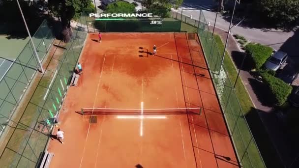 Quadra Tênis Aérea Drone Conceito Futurista Esporte Tênis Jogo Tênis — Vídeo de Stock