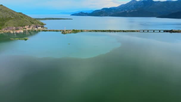 Veduta Aerea Del Lago Skadar Nella Penisola Balcanica — Video Stock