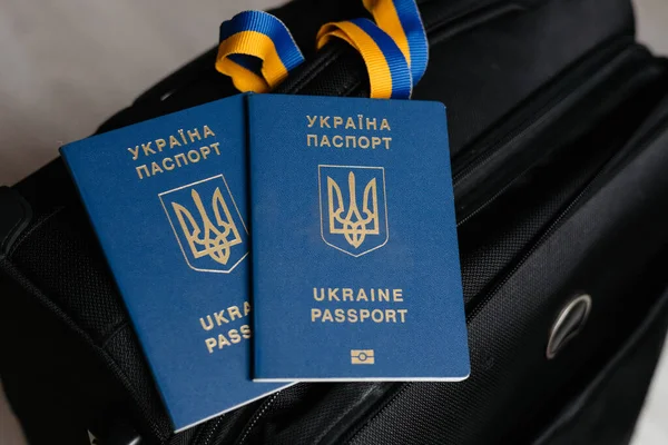 Bir bavulun üzerinde Ukrayna pasaportu