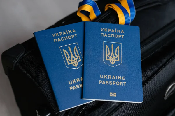 Bir bavulun üzerinde Ukrayna pasaportu
