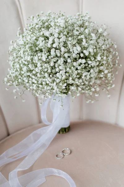 Beautiful Bridal Bouquet Next Wedding Rings — Stock fotografie