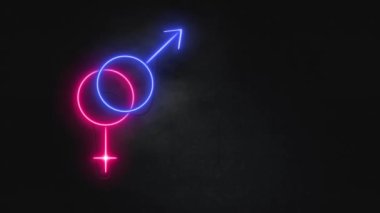 Erkek ve kadın sembollü animasyon neon işareti