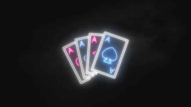 Neon Animation Playing Cards — Wideo stockowe
