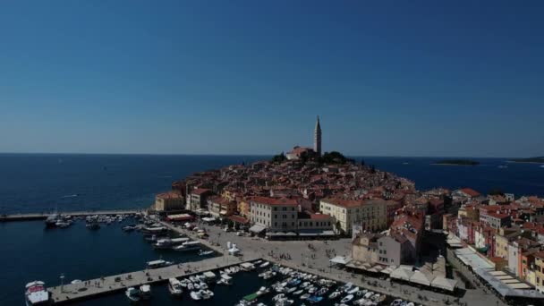 Una Vecchia Città Portuale Bel Porto Cattedrale Sulla Collina Della — Video Stock