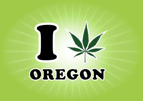 Feuille de marijuana de l'Oregon sur fond vert illustration vectorielle — Photo