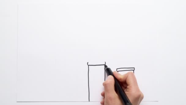 Time Lapse Fumo Disegnato Mano Tubi Industriali Inquinamento Ambientale Concetto — Video Stock