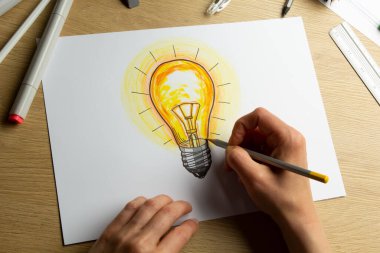 Parlak fikir. Lamba çizimi. Strateji planlaması.