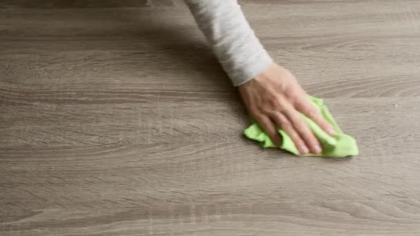 Woman Hand Wiping Dust Table Rag Concept Purity — Video Stock