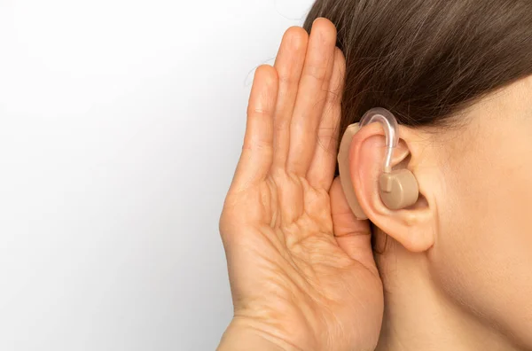Hearing Aid Woman Ear Close — Photo