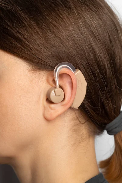 Hearing Aid Woman Ear Close — Foto de Stock