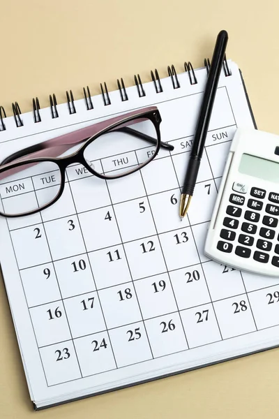 Calculadora Calendario Con Días Informe — Foto de Stock