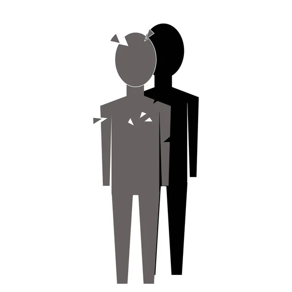 Human Silhouette Icon Splits Two Concept Derealization Dissociation Mental Problems — Stock Photo, Image