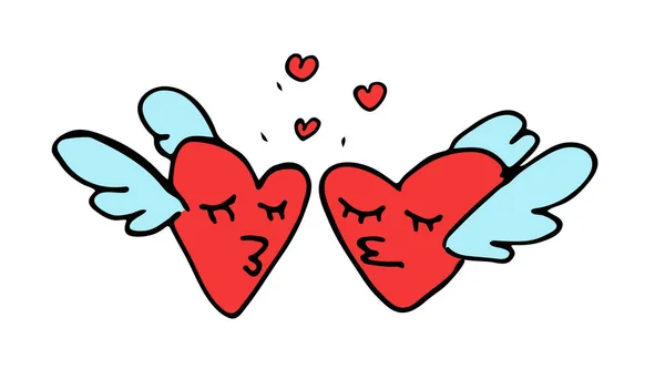 Yakınlarda Iki Kanatlı Kalp Karala Aşk Ilişkiler Güven Kavramı Beyaz — Stok Vektör