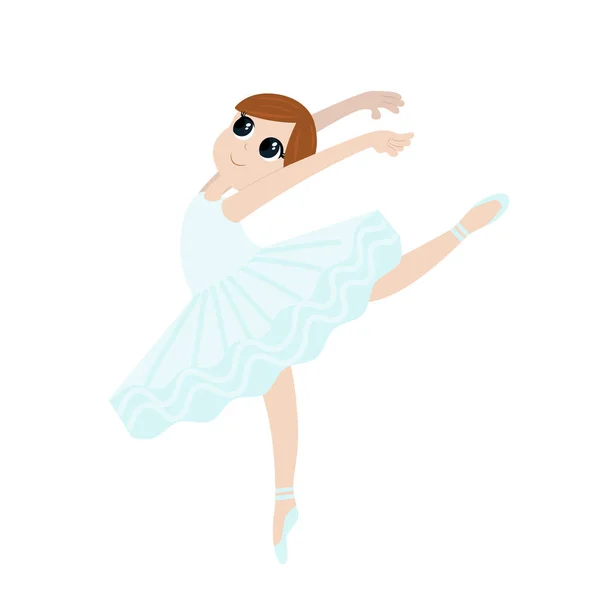 Дівчинка Балерина Балеті Злегка Витончено Танцює Кинутою Рукою Назад Піднятою — стоковий вектор