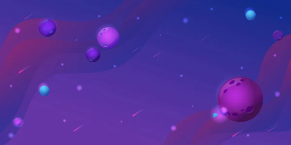 Espacio Púrpura Azul Del Universo Hay Planetas Asteroides Estrellas Banner — Archivo Imágenes Vectoriales