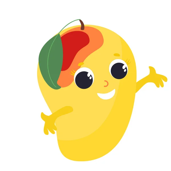 Mangue Style Dessin Animé Des Sourires Fruits Joyeux Des Yeux — Image vectorielle