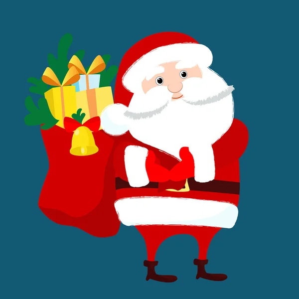 Santa Claus Running Dancing Winter Funny Charming Character Design Christmas — Vettoriale Stock