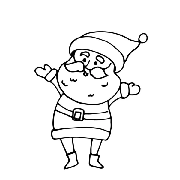 Santa Claus Doodle Style Isolated White Background Vector Santa Spread — Διανυσματικό Αρχείο