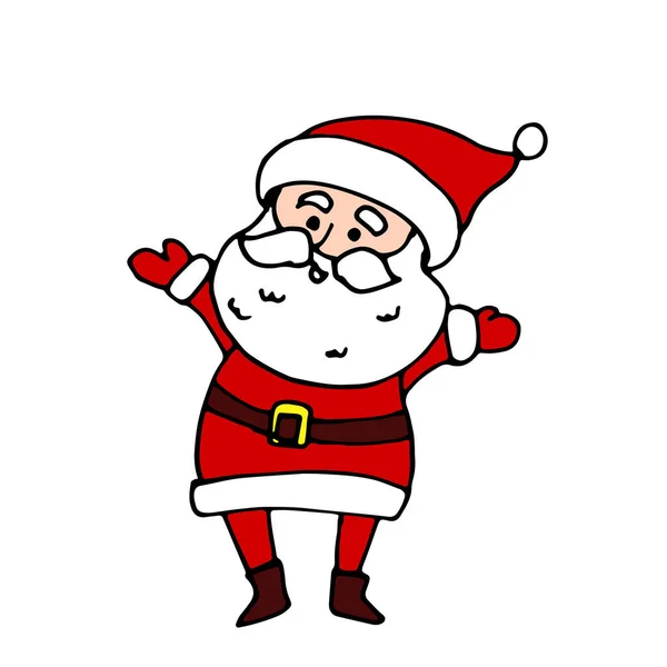 Santa Claus Cartoon Style Isolated White Background Vector Santa Spread —  Vetores de Stock