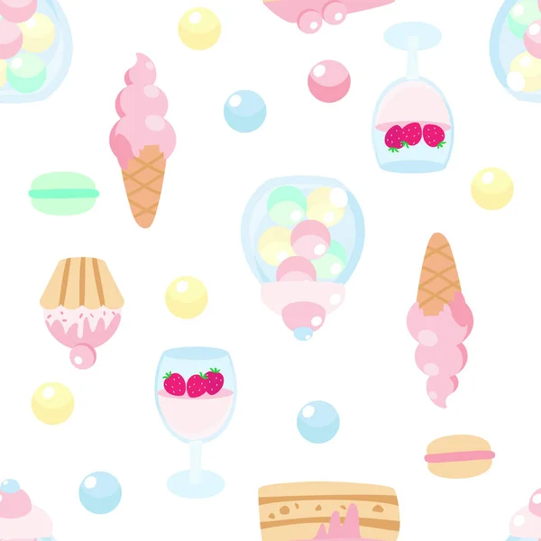 Cuisine Sans Couture Modèle Des Bonbons Dans Style Dessin Animé — Image vectorielle