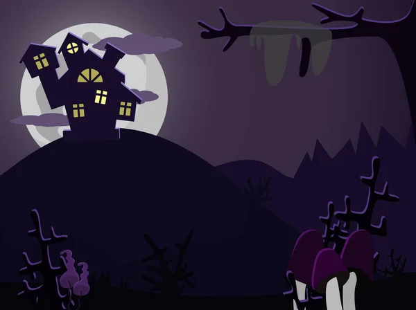 Paysage Halloween Sinistre Avec Des Agarics Mouche Des Grèbes Des — Image vectorielle
