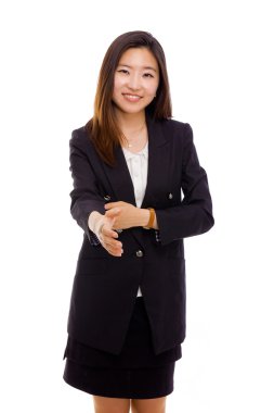 Asya iş kadın el veren.