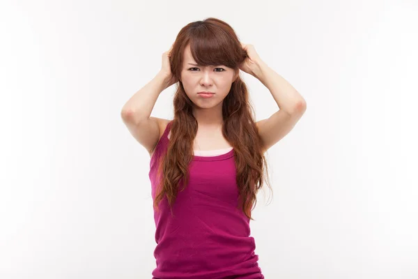 Asiatisk kvinna med stress. — Stockfoto