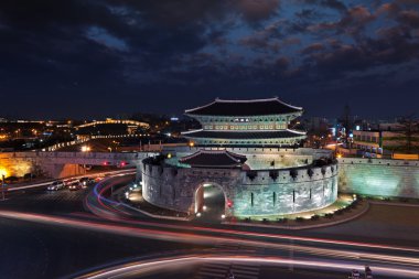 Korea traditional landmark su-won castle clipart