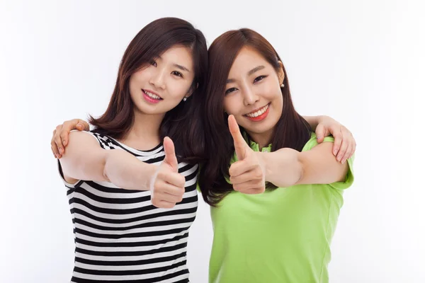 Genç Asyalı kadın parmağını göster