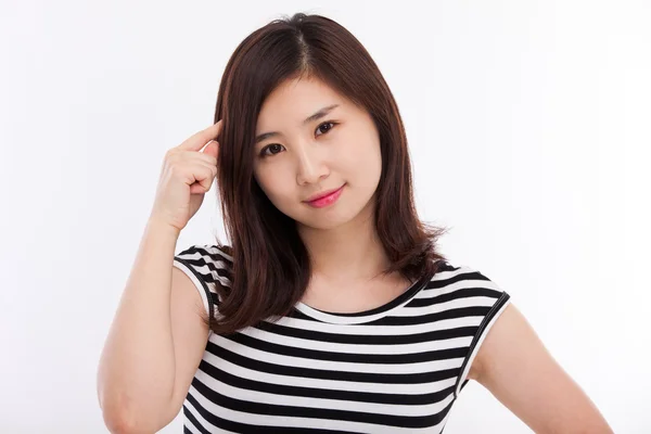 Pensando jovem mulher asiática — Fotografia de Stock
