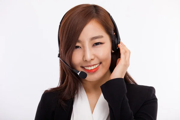 Lächelnde Callcenter-Betreiberin Geschäftsfrau — Stockfoto