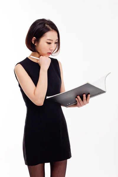 Business woman and note book — Stock Photo, Image