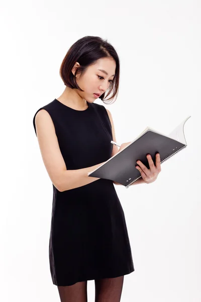 Business woman and note book — Stock Photo, Image
