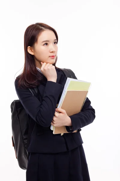 Pensando joven asiática estudiante — Foto de Stock