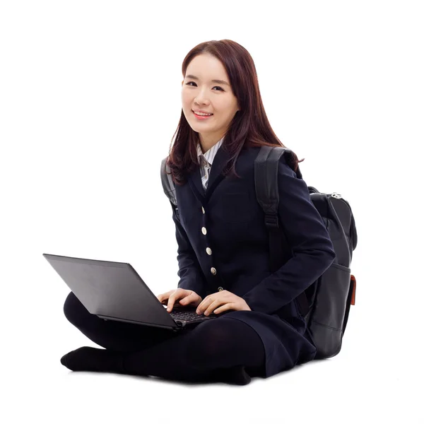 yong pretty Asya öğrenci Whit laptop