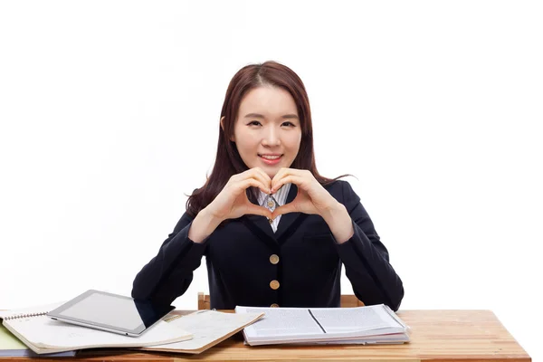 Young Asian student gesture heart shape. — Stock Photo, Image