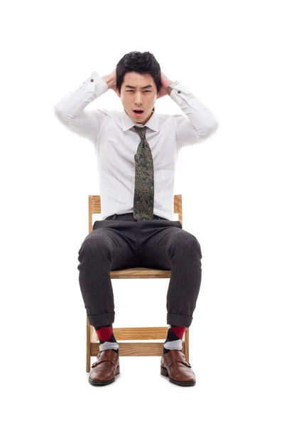 Asijský mladík s stres — Stock fotografie