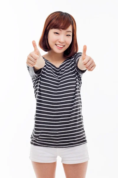 Young Asian woman showing thumb. — Stock Photo, Image