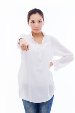 Genç Asyalı kadın işaret